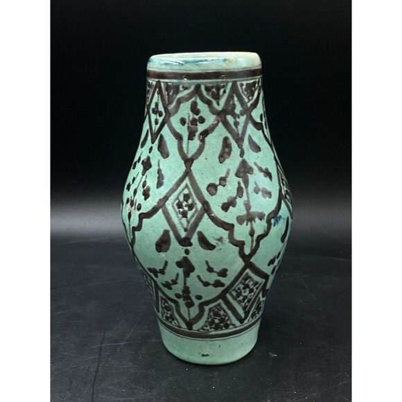 Safi 7” Vase Teal Green Brown Persian Middle Eastern Pottery Primitive READ - Picture 8 of 12